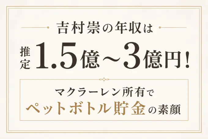 吉村崇の年収は推定1.5億〜3億円！マクラーレン所有でペットボトル貯金の素顔